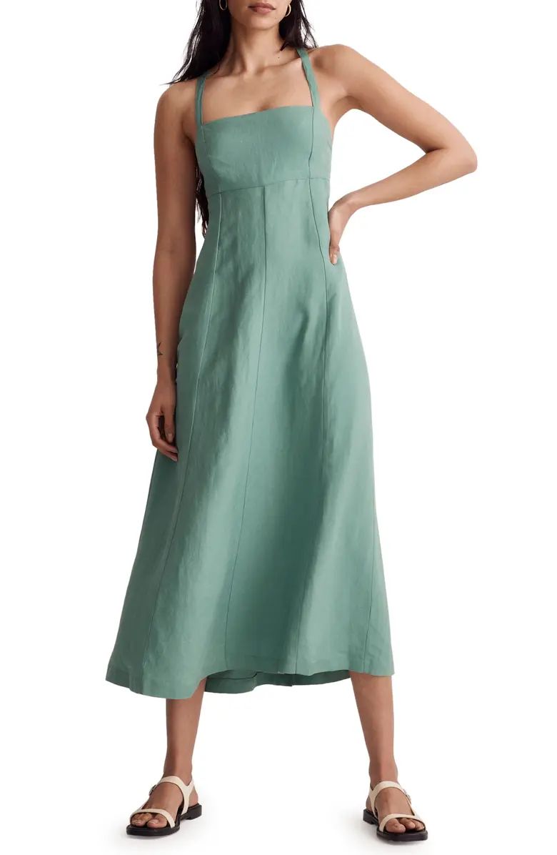 Tie Back Cami Linen Blend Midi Dress | Nordstrom