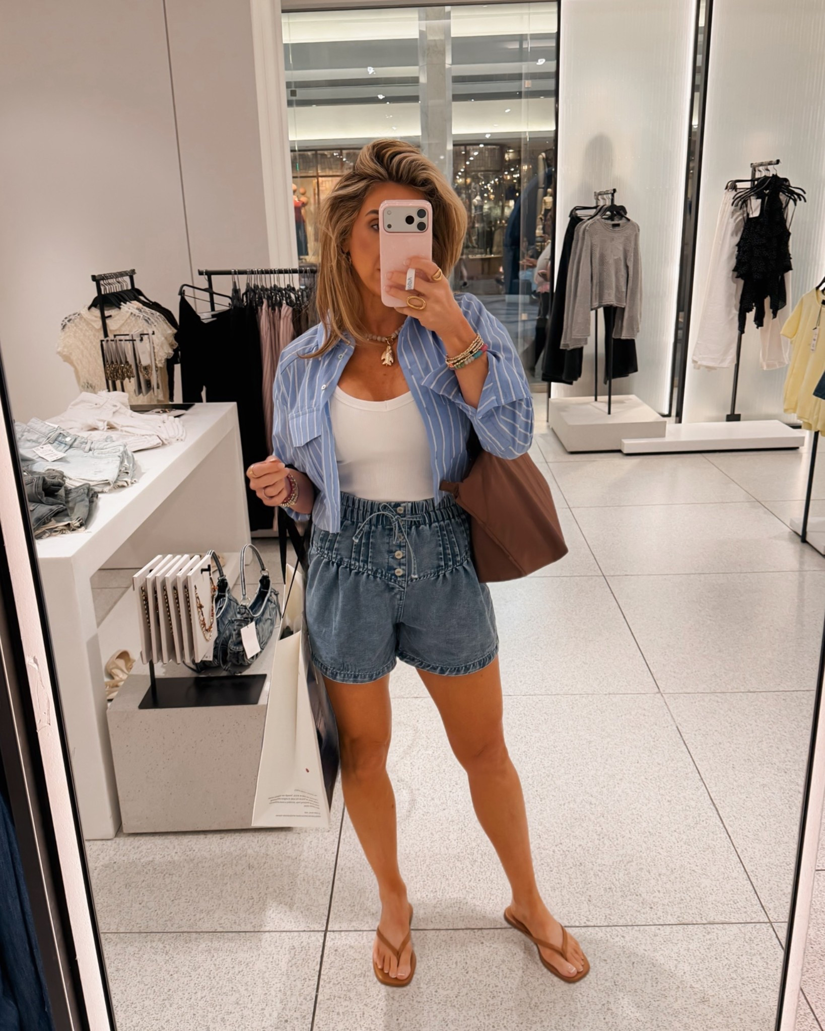 Weekend ootd. 

Summer outfits over 40, denim shorts, white tank top, elastic waist denim shorts, casual weekend outfits

#LTKdayinmylife #LTKootd #LTKOver40