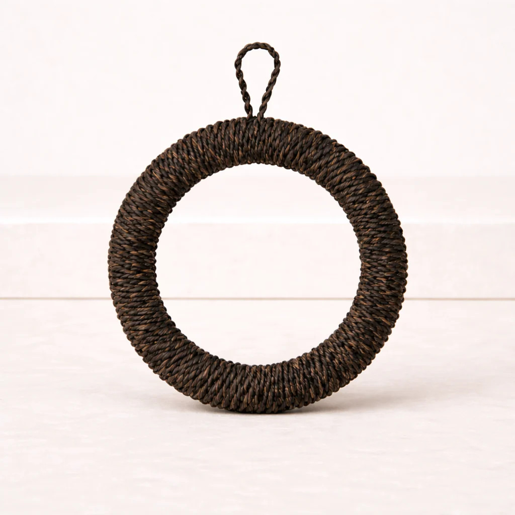 Round Black Hand-Woven Abaca Rope Trivet | luxe bCO