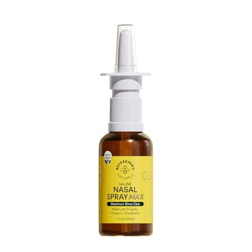 Beekeeper's Naturals Propolis Nasal Rinse Spray Max, Relief for Adults w/Eucalyptus, Oregano & Saline, Clears Nasal Congestion, Moisturizes Sinus Canal, & Decongest Sinus Cavities, 1 fl oz | Amazon (US)