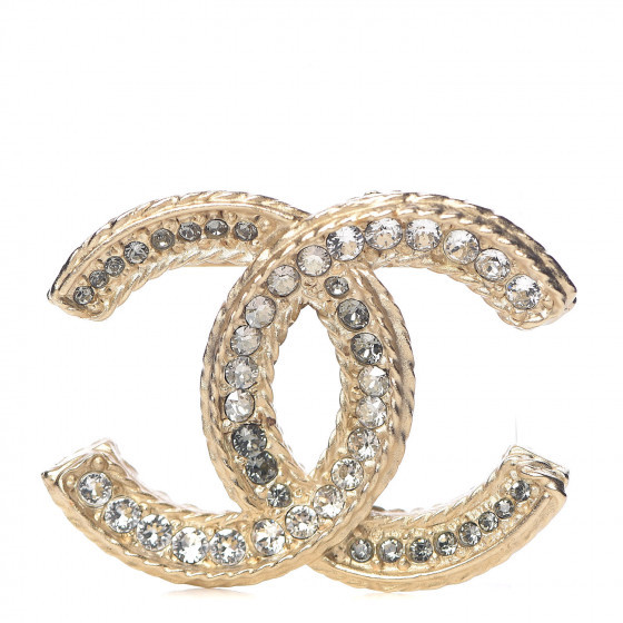 Crystal CC Brooch Light Gold | Fashionphile