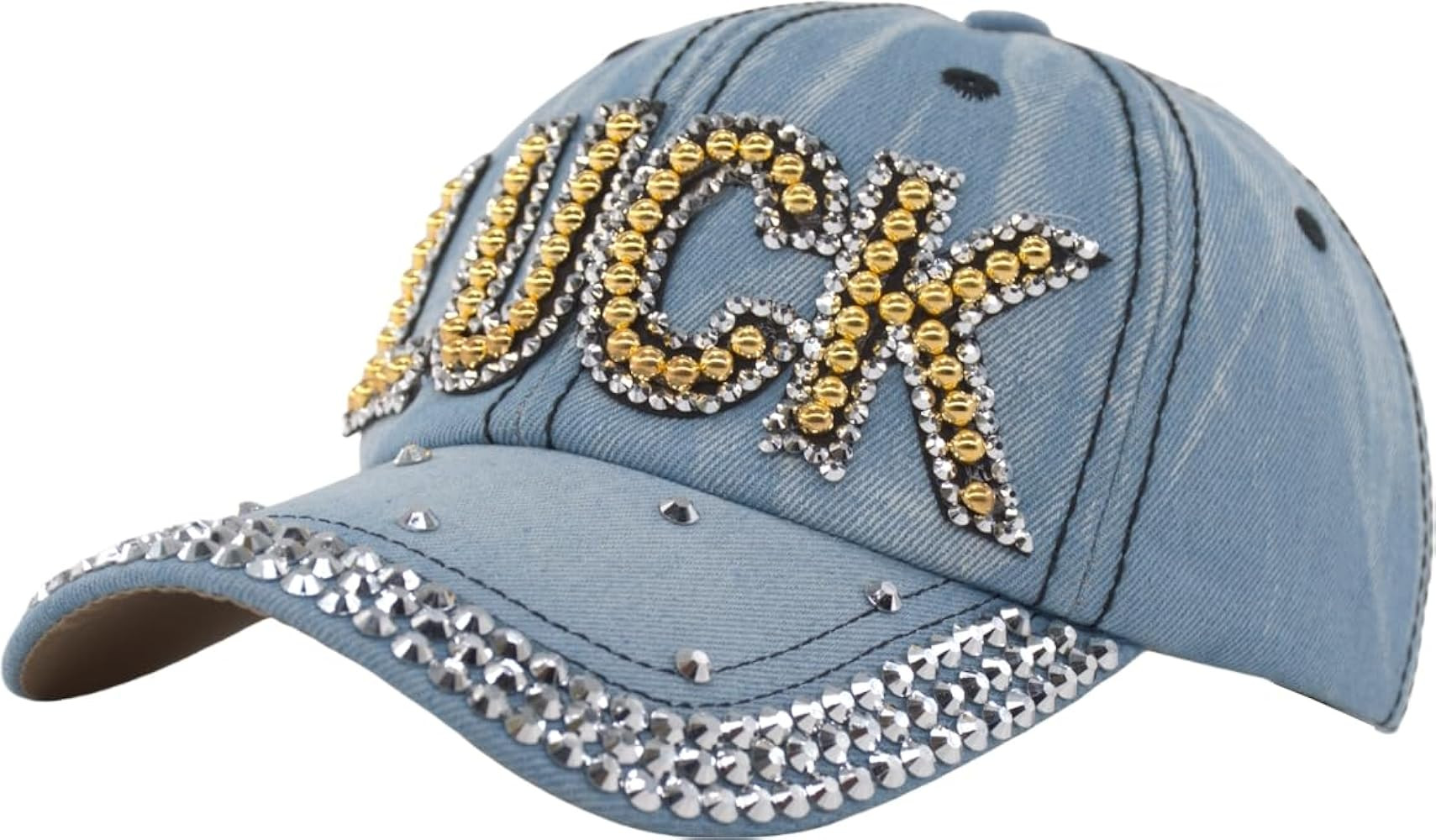 Shiny Bling Rhinestone Denim Baseball Cap Studded Sparkle Trendy Fashion Cute Distressed Party Ba... | Amazon (US)