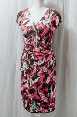 London Times Women's Pink Stretch Pleat Tiered Short Sleeve Dress Size 8  | eBay | eBay US