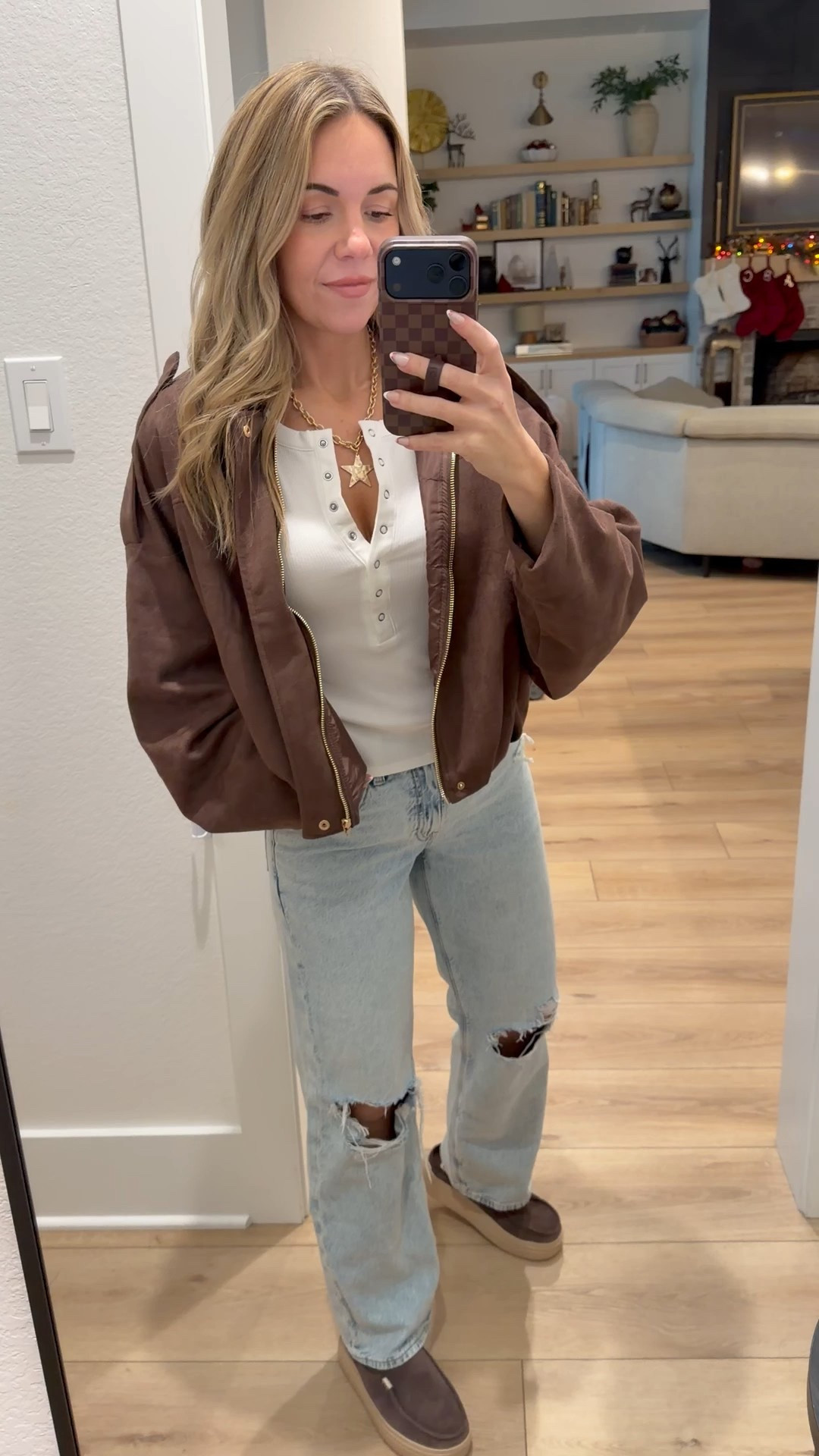 Everything is TTS. Jeans will fit a  loosely so I used down. 

#LTKootd