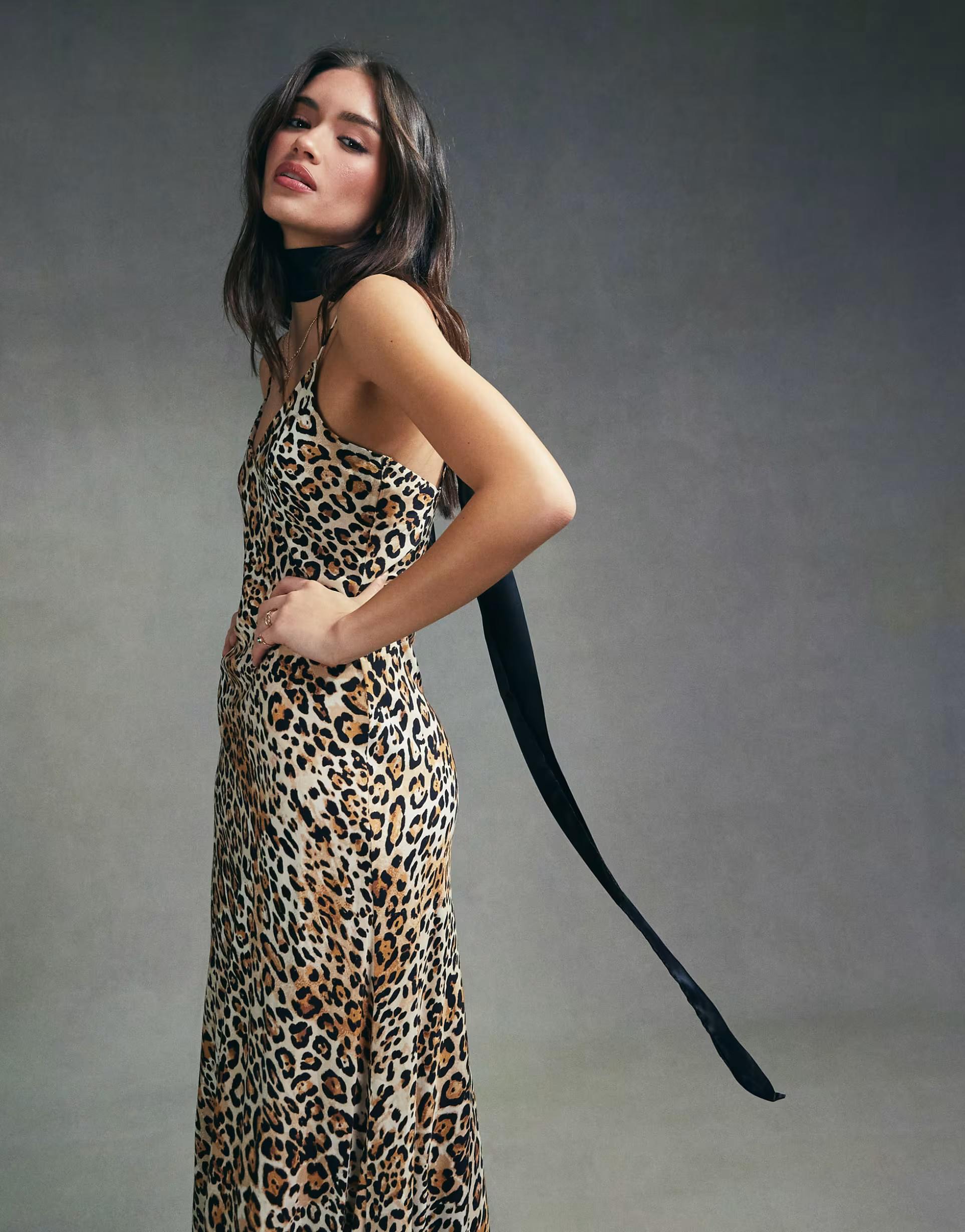 ASOS DESIGN high apex maxi slip dress in spun in animal print | ASOS (Global)