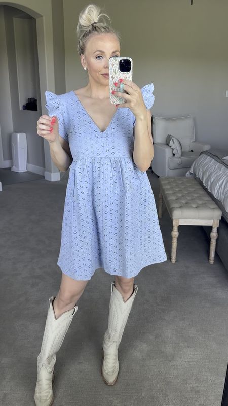 Cutest little walmart dress would be so perfect for a baby shower or gender reveal! So perfect for a baby bump too! Wearing a medium, but should have done small. 

#LTKBump #LTKFindsUnder50 #LTKStyleTip