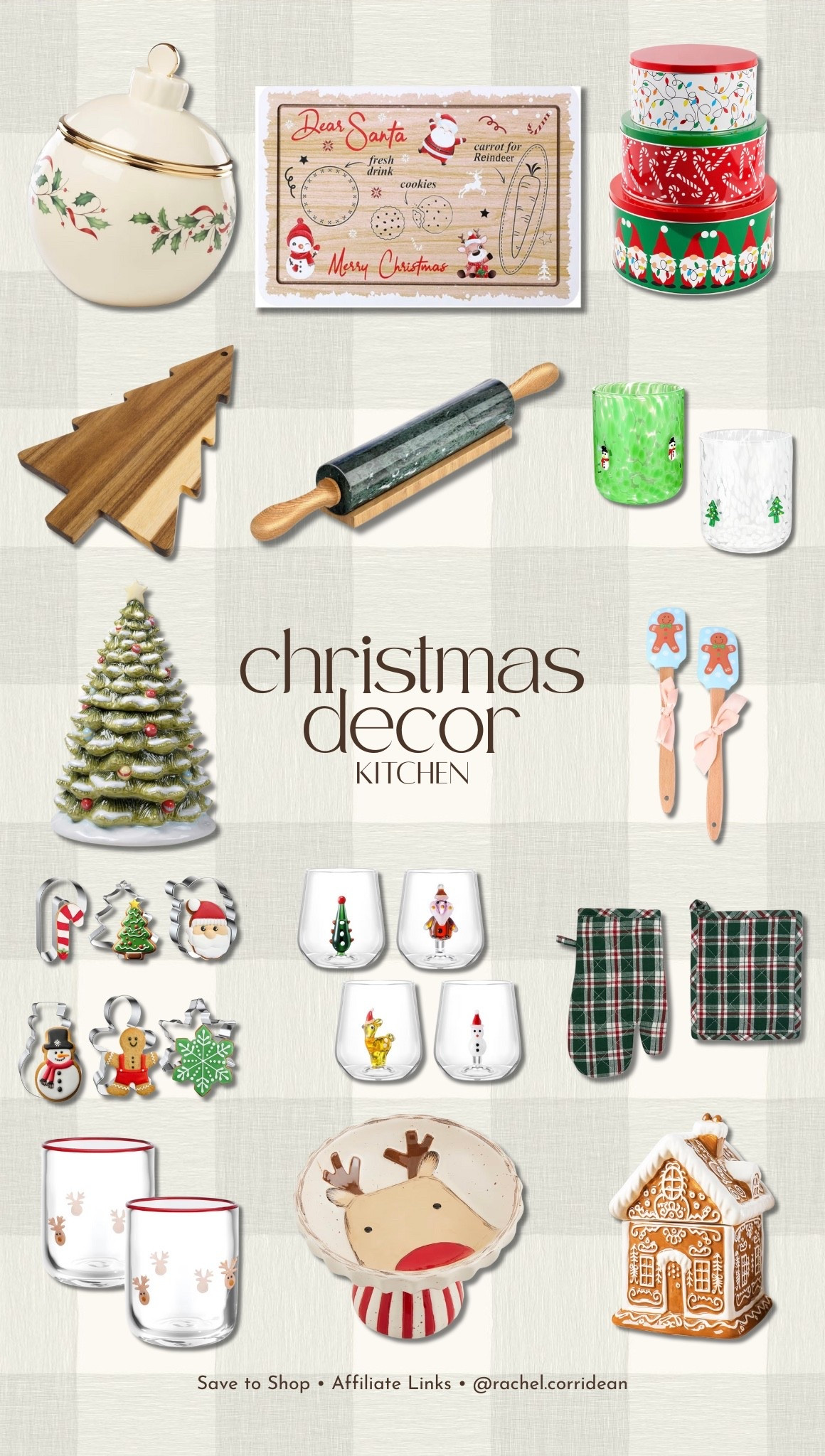 CHRISTMAS KITCHEN DECOR 🎄

If you love cozy holiday baking vibes, this Christmas kitchen board is full of neutral, classic, and gingerbread-inspired pieces to bring warmth into your space. Holiday cookie cutters, marble rolling pins, Christmas tree serving boards, festive glassware, seasonal storage tins, and gingerbread spatulas — all easy swaps that make your kitchen feel instantly festive. Perfect for baking days, entertaining, or creating a timeless Christmas look. Save for inspo and shop everything. 🎄✨

holiday baking supplies, christmas cookie cutters, christmas kitchen ideas, festive glassware, gingerbread kitchen decor, christmas entertaining essentials, cozy kitchen christmas, neutral holiday decor, christmas hosting ideas, holiday decor 2024

#LTKHome #LTKCyberWeek #LTKHoliday