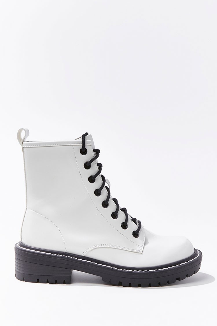 Faux Leather Lace-Up Ankle Boots | Forever 21 (US)