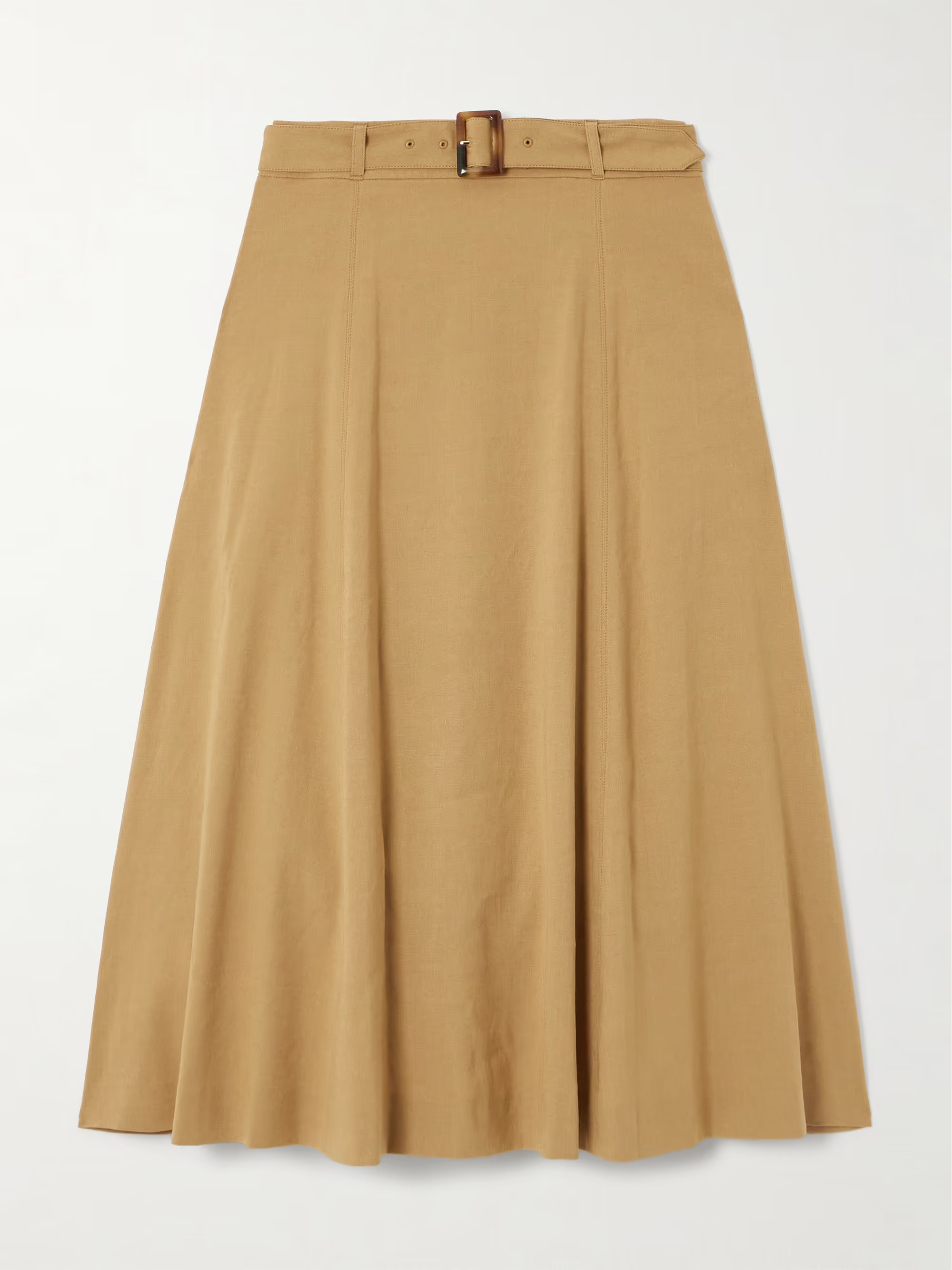 Arwen belted pleated linen-blend midi skirt | NET-A-PORTER (US)