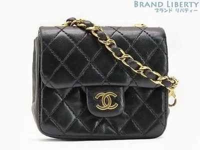 CHANEL Mini Mini Matelasse Chain Bag Charm Pouch Black Lambskin Gold From Japan | eBay US