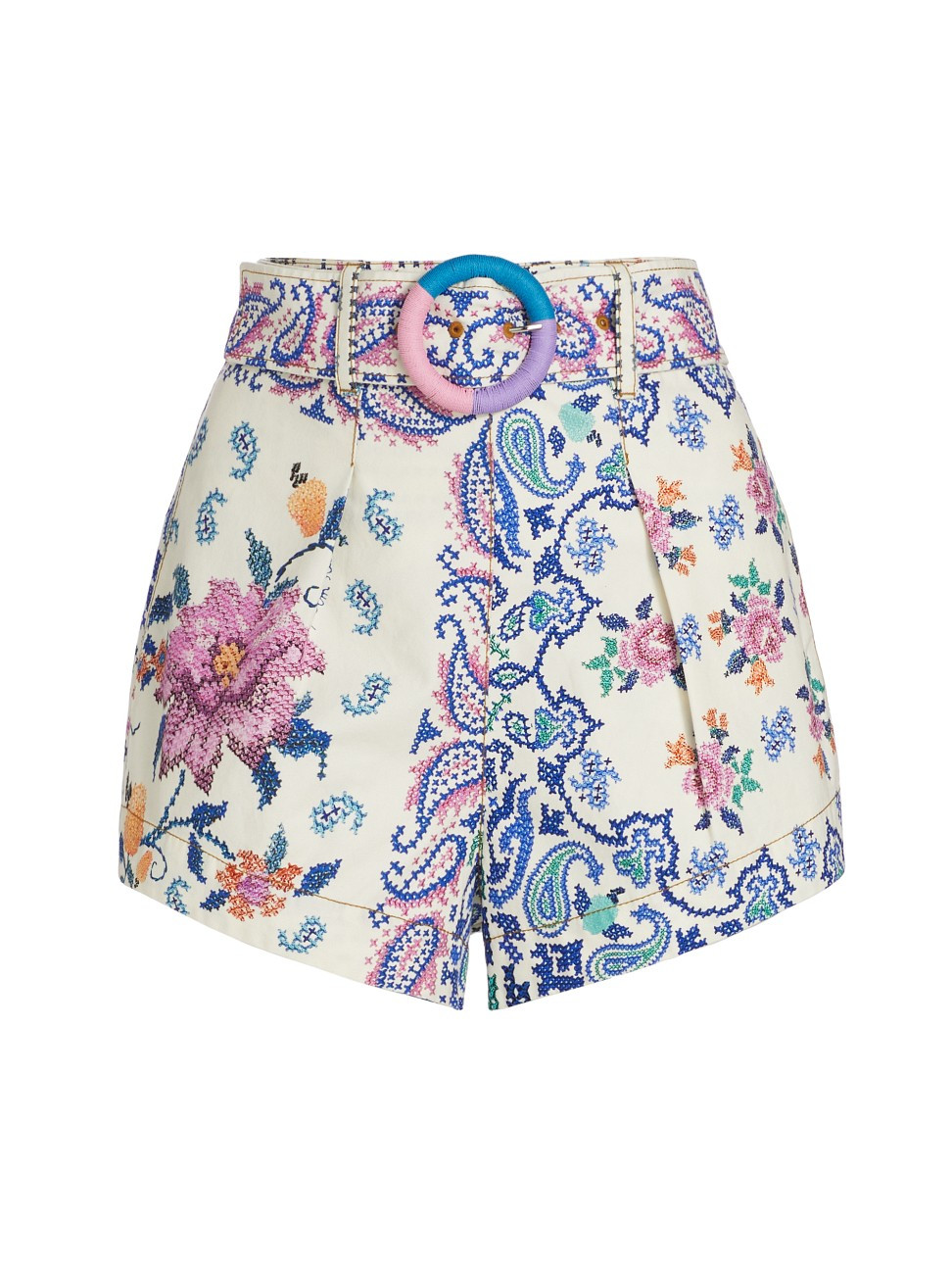 Women's Romantic Bandanas Belted Shorts - Off White - Size XL - Off White - Size XL | Saks Fifth Avenue