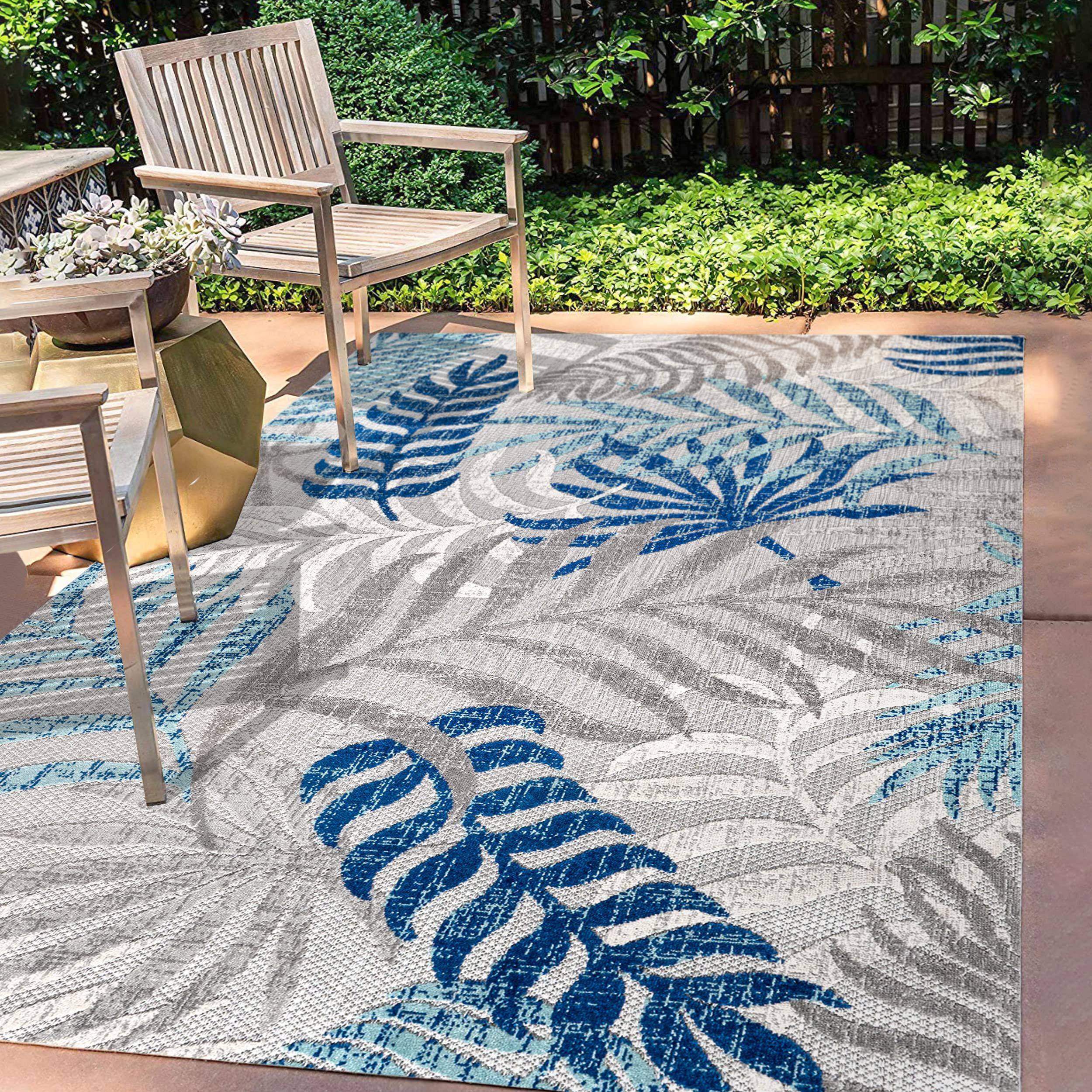JONATHAN Y AMC100A-8 Tropics Palm Leaves Indoor Outdoor Area-Rug Bohemian Floral Easy-Cleaning Hi... | Amazon (US)