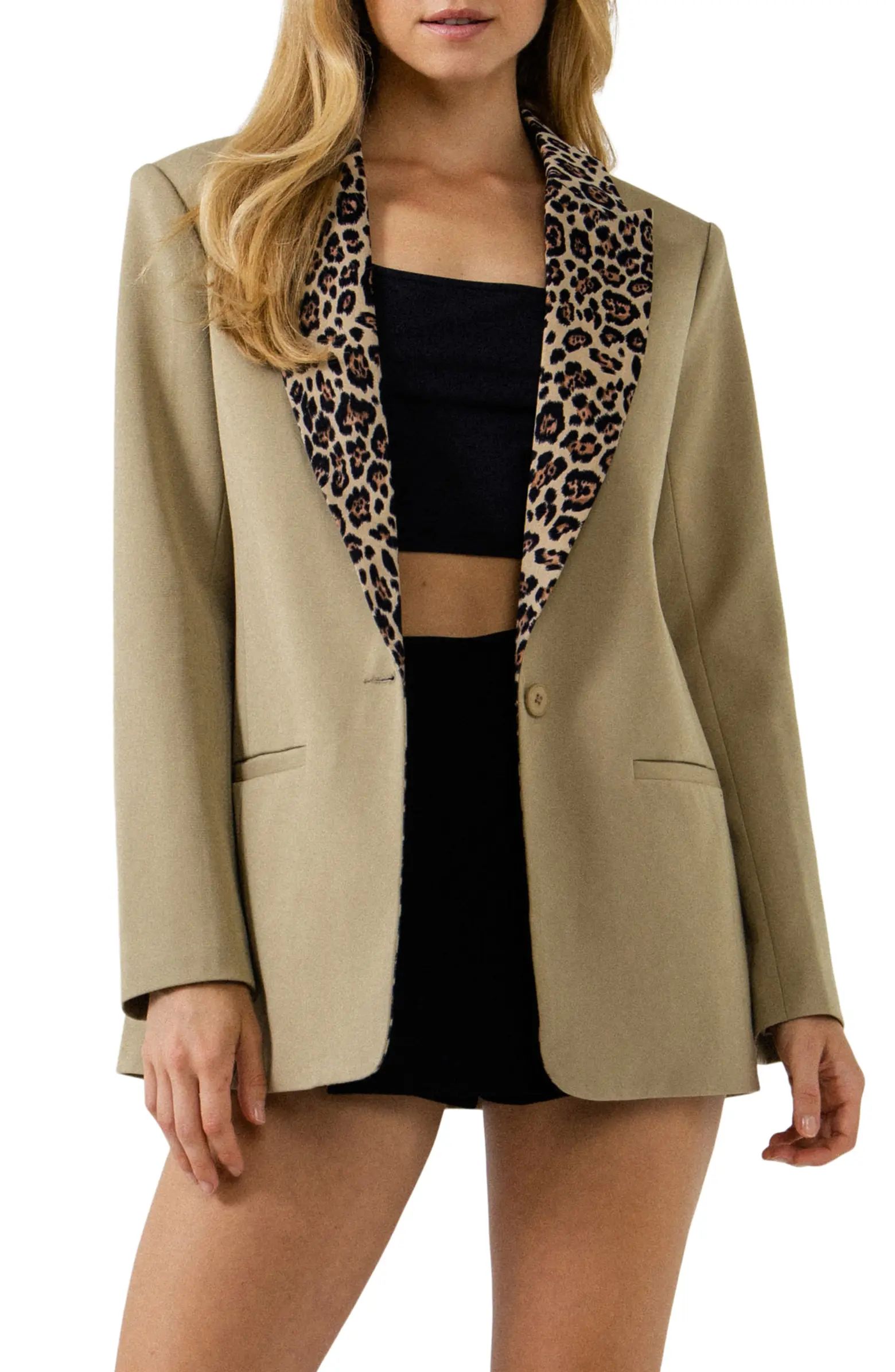 Endless Rose Leopard Collar Blazer | Nordstrom | Nordstrom