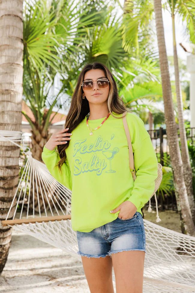 Feeling Salty Neon Oversized Graphic Sweatshirt DOORBUSTER | Pink Lily