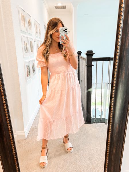 Perfect sun dress ✨ wearing size small // smocked top perfect to pull down for breastfeeding also bump friendly! I linked Claira’s pink dress as well! 

#LTKstyletip #LTKbump #LTKSeasonal