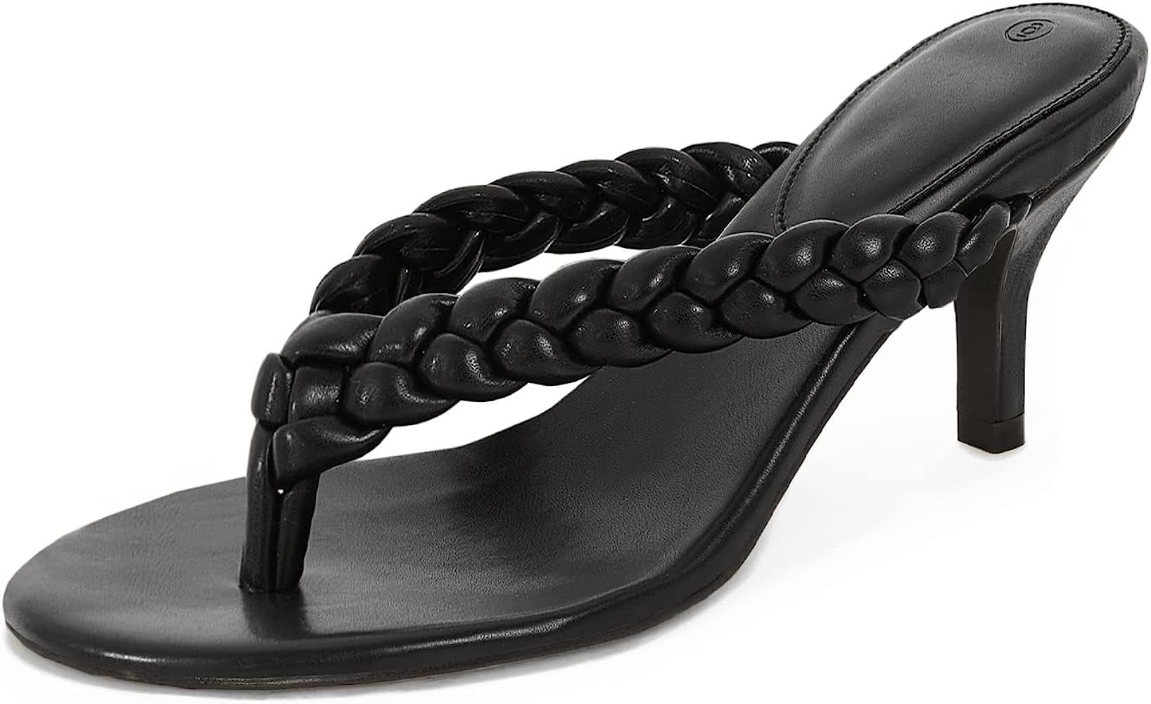 Mskilder Womens Kitten Heels Flip Flops Slip On Backless Braided Slides Thong Sandals Slippers | Amazon (US)