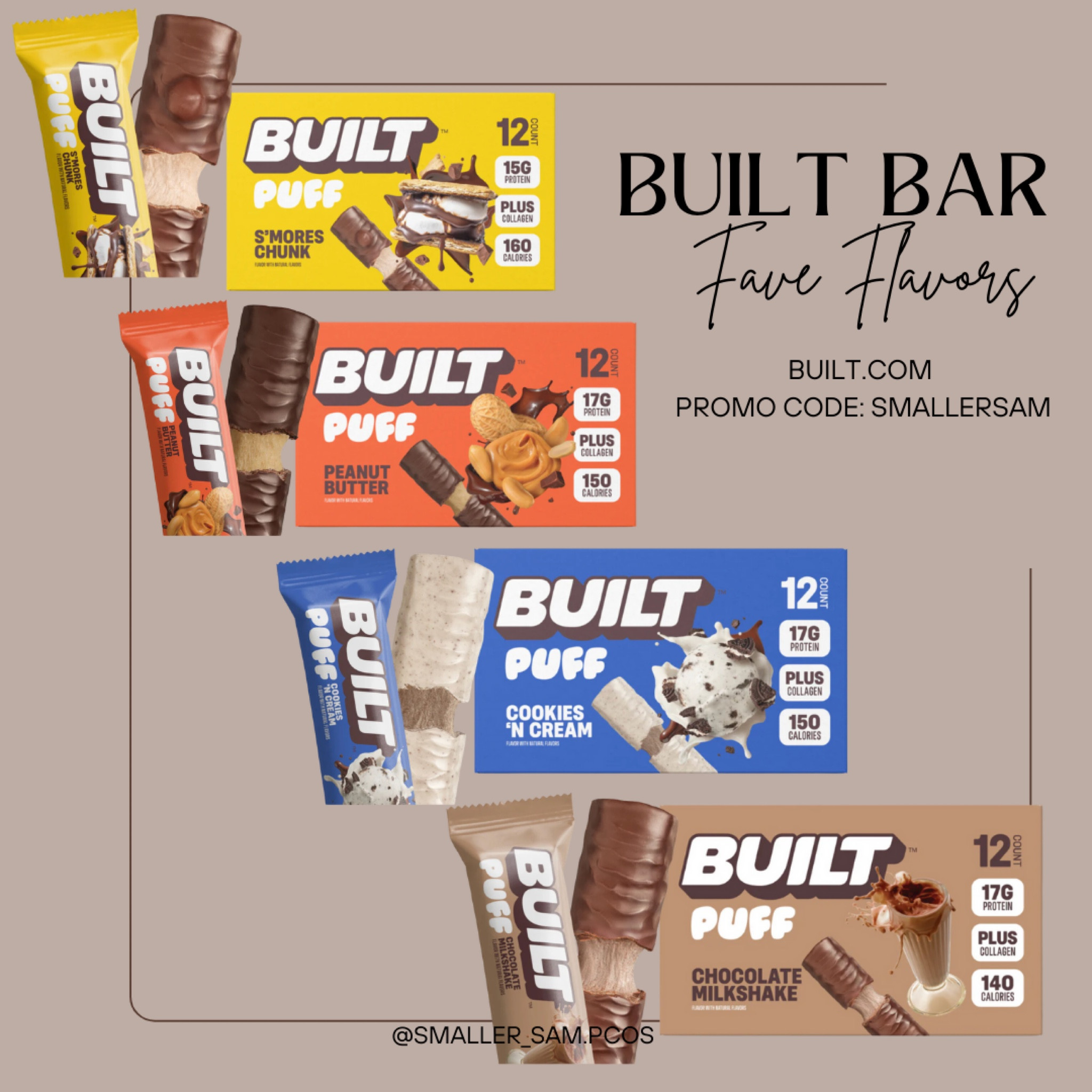 My top Built Bar flavors—you can’t go wrong with any of these! 🍫🔥 Order directly from built.com and don’t forget to use promo code SMALLERSAM for a discount! #BuiltBar #ProteinSnack #SMALLERSAM

#LTKFitness