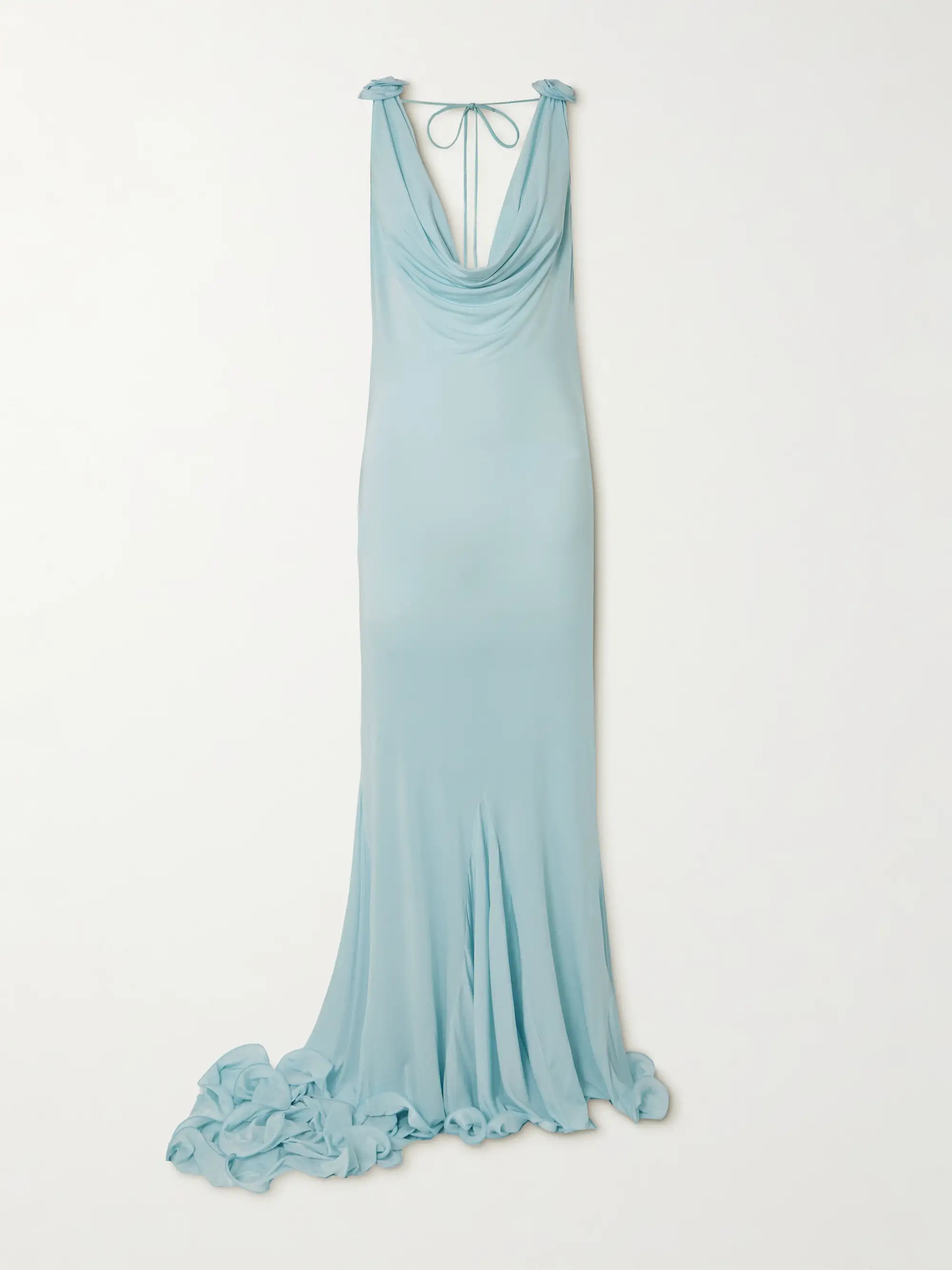 Floral-appliquéd satin-jersey dress | NET-A-PORTER (US)