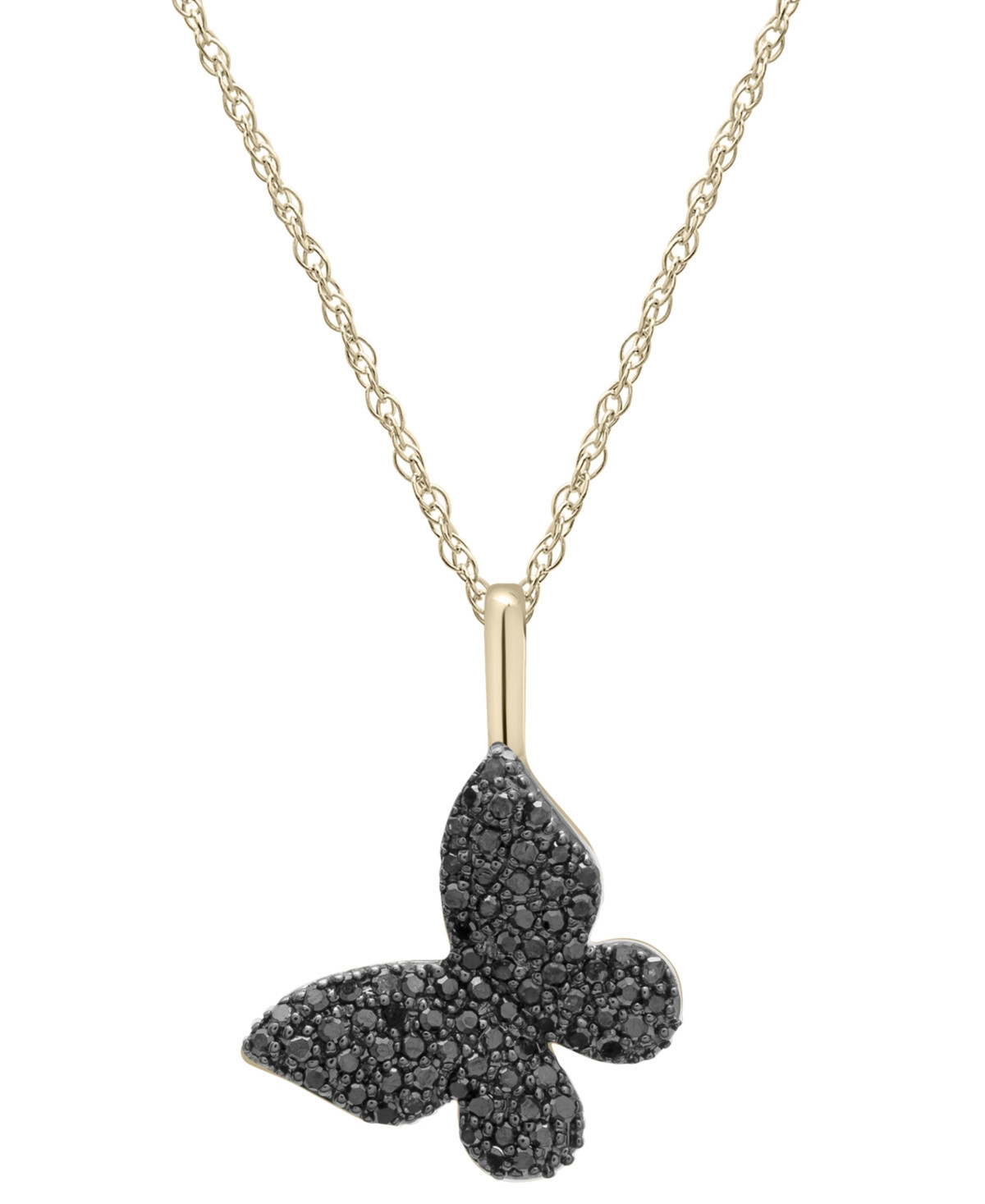 Wrapped Diamond Butterfly Pendant Necklace (1/6 ct. t.w.) in 14k Gold (Also Available in Black Diamond) - Black Diamond | Macy's