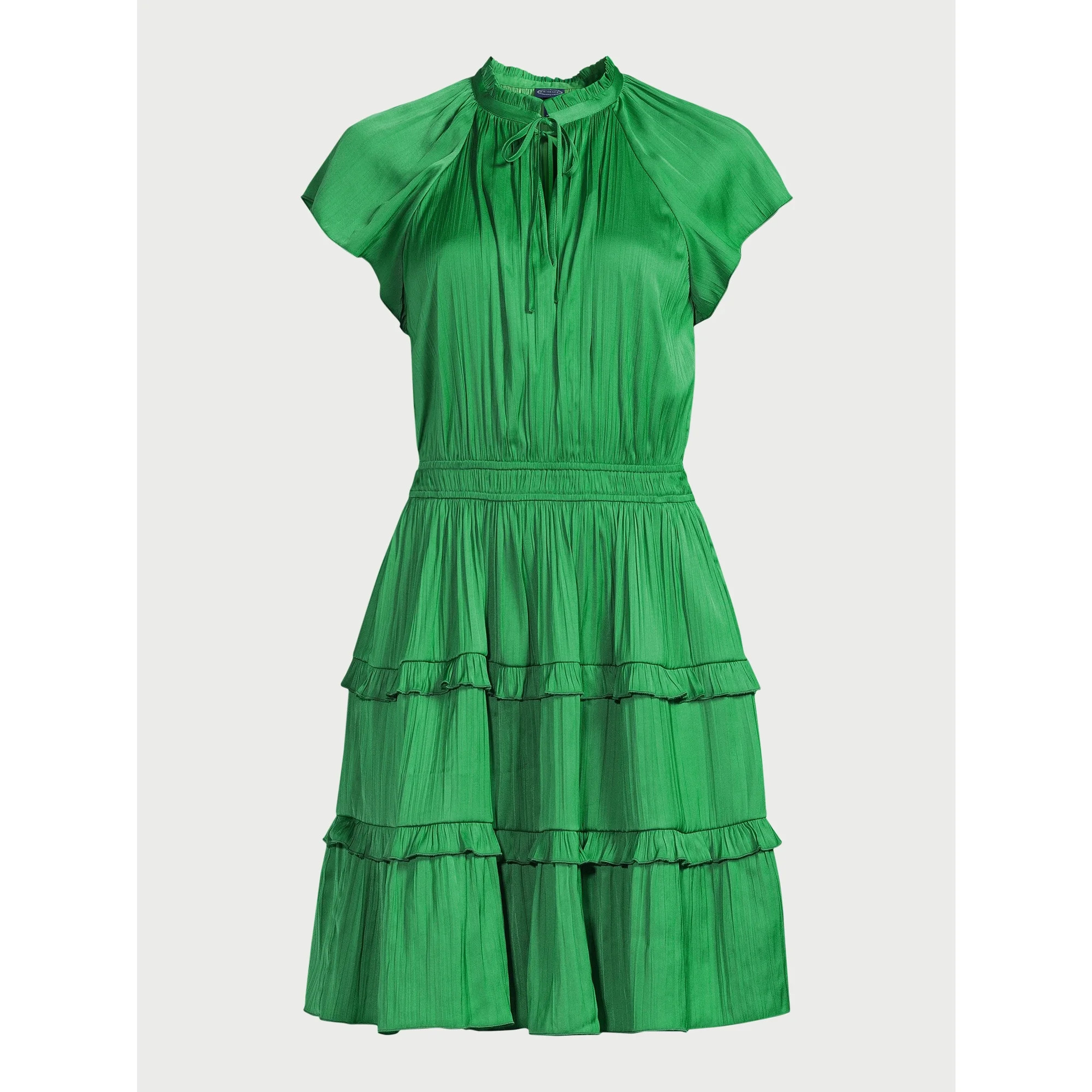 Scoop Women's Satin Mini Ruffle Dress with Cap Sleeves, Sizes XS-XXL | Walmart (US)