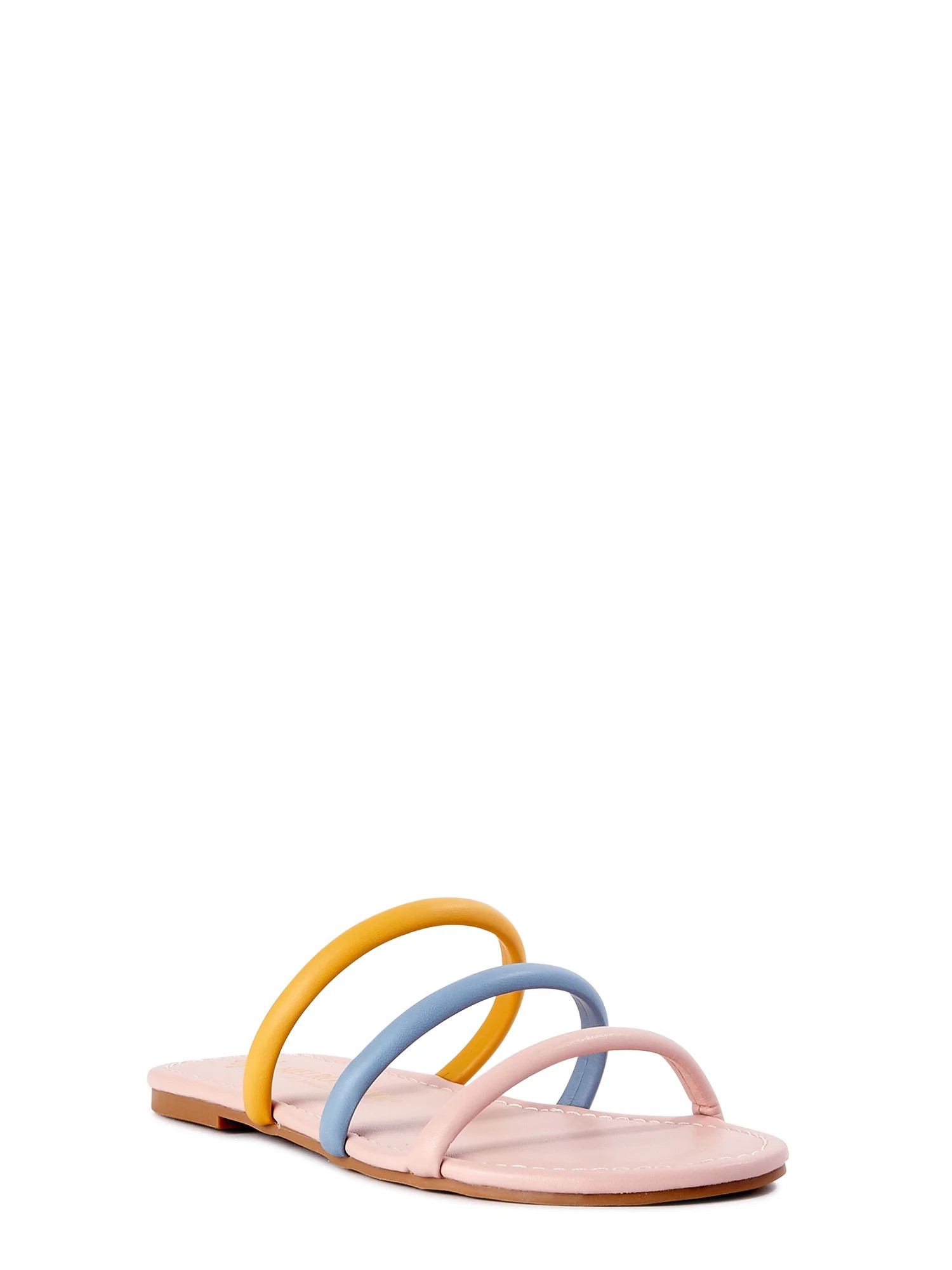 Melrose Ave Women's Faux Leather Three Strap Sandals | Walmart (US)