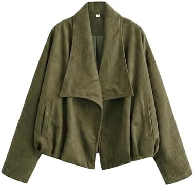 Xaspee Womens Faux Suede Wrap Jacket Open Front Oversized Outerwear | Amazon (US)