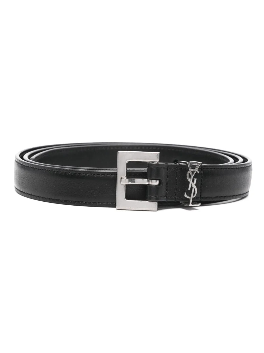 Saint Laurent Cassandre Thin Belt | Black | FARFETCH UK | Farfetch Global
