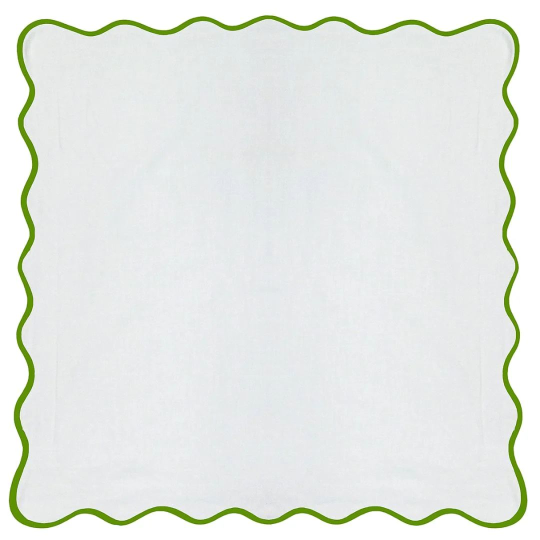 Scalloped Euro Sham, Green / WhiteOne Size | Laura Park Designs