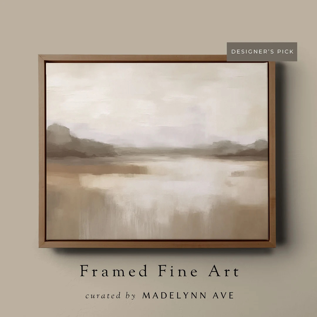 Framed Abstract Landscape Art Print, Wall Art for Living Room, Neutral Oil Painting, Modern Lands... | Etsy (US)