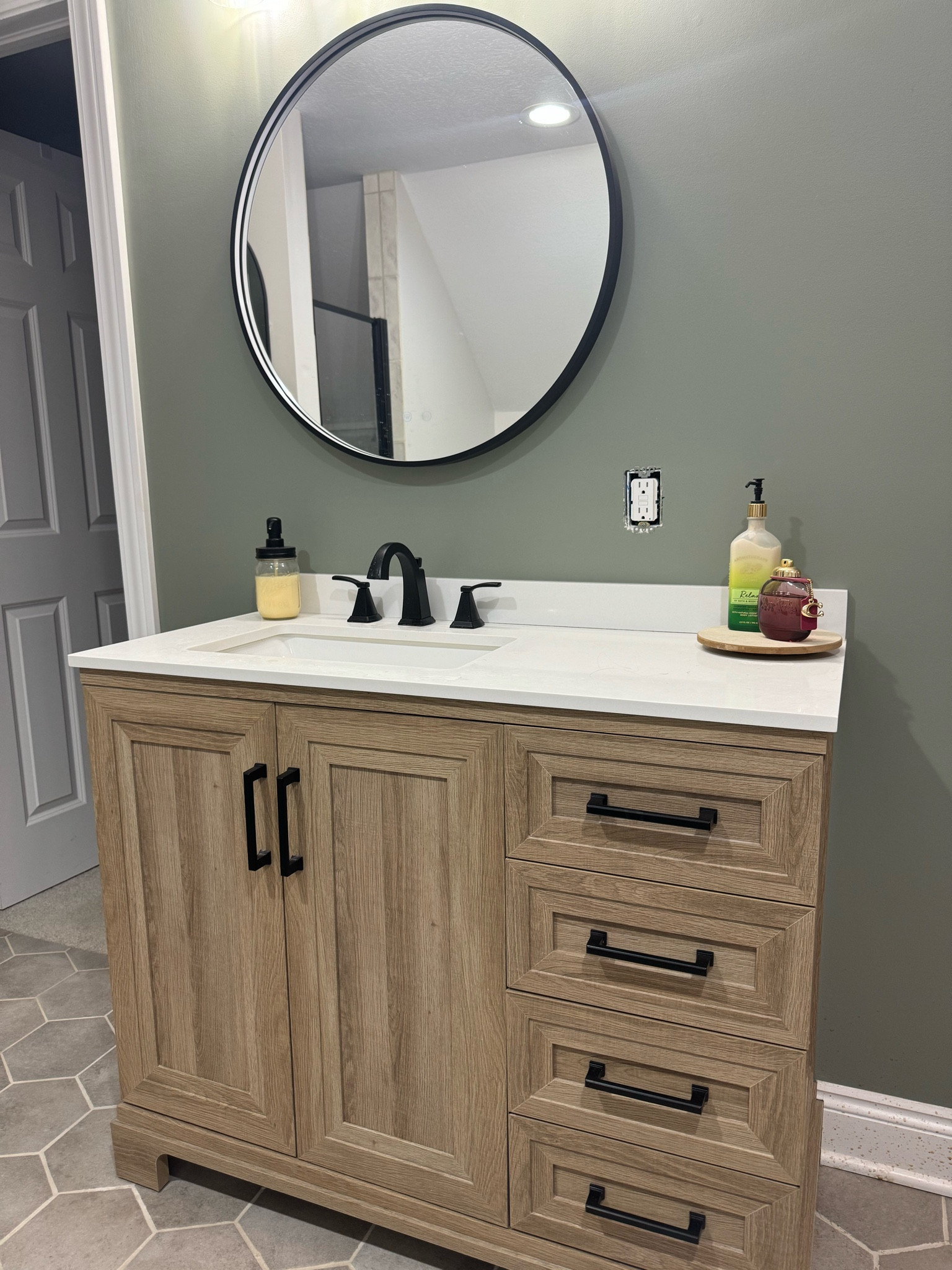 My oak vanity for my master bathroom! I have the 42 inch vanity with the white quartz countertop. I absolutely love everything about it! 

Vanity, makeup, sink, storage, bathroom, master bathroom, master vanity 

#LTKGiftGuide #LTKHome