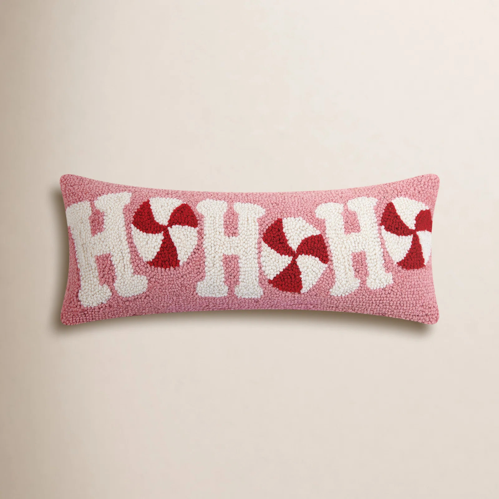 Candy Cane Ho Ho Ho Hook Pillow | Birch Lane