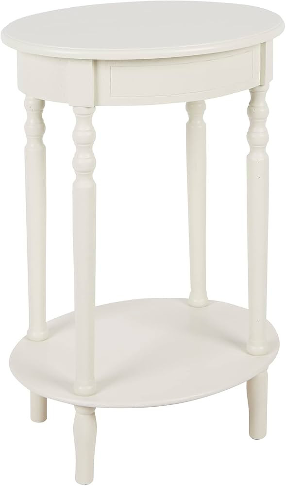 Decor Therapy Simplify Oval Wood Shelf Accent Table, 27 in H x 19.5 in W x 15.5 in D, Antique Whi... | Amazon (US)