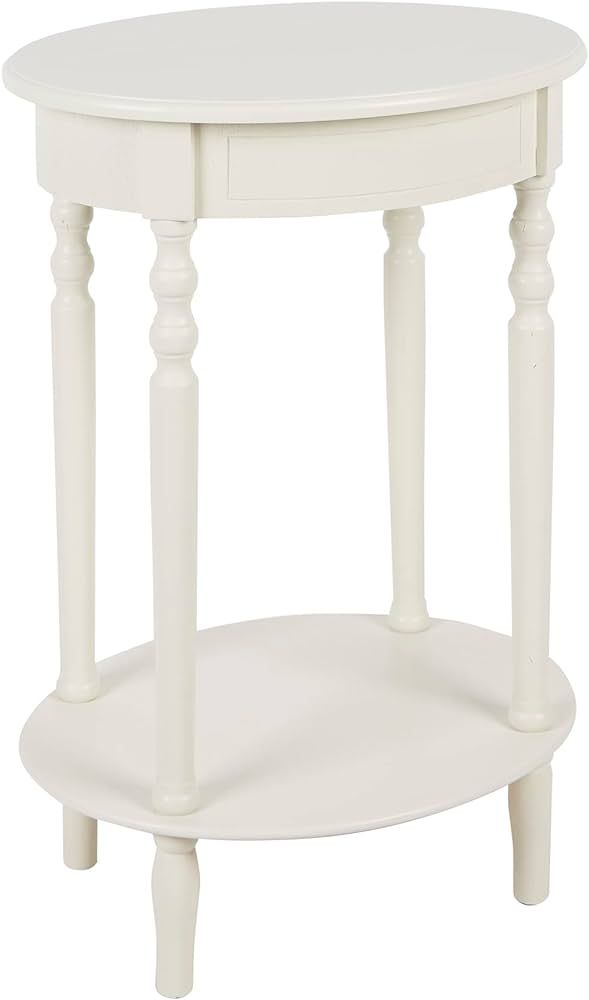 Decor Therapy Simplify Oval Wood Shelf Accent Table, 27 in H x 19.5 in W x 15.5 in D, Antique Whi... | Amazon (US)