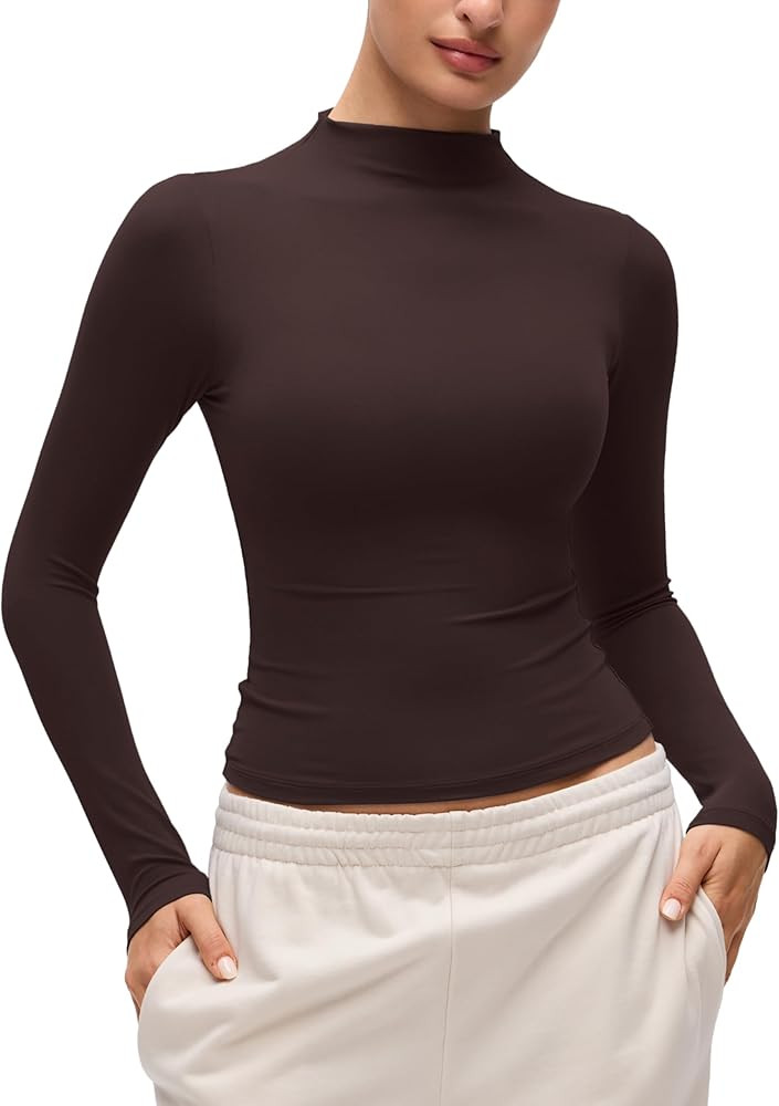 CRZ YOGA Softembrace Mock Neck Long Sleeve Shirts for Women - Casual Going Out Comfort Tops Soft ... | Amazon (CA)
