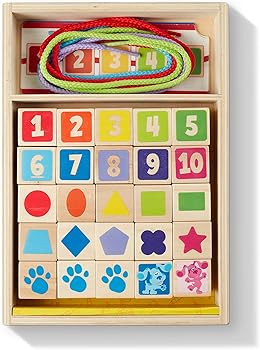 Melissa & Doug Blue’s Clues & You! Wooden Lacing Beads - 25 Beads, 4 Cords - Toys For Toddlers,... | Amazon (US)