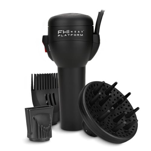FHI Heat Platform Blow Out Handle-Less Negative Ion Hair Dryer — Lightweight Blow Dryer w/ HydraHeat for Frizz-Free Styles — Hairdryer with Diffuser Attachment, Nozzle, Comb — Handleless Hair Dryer | Amazon (US)