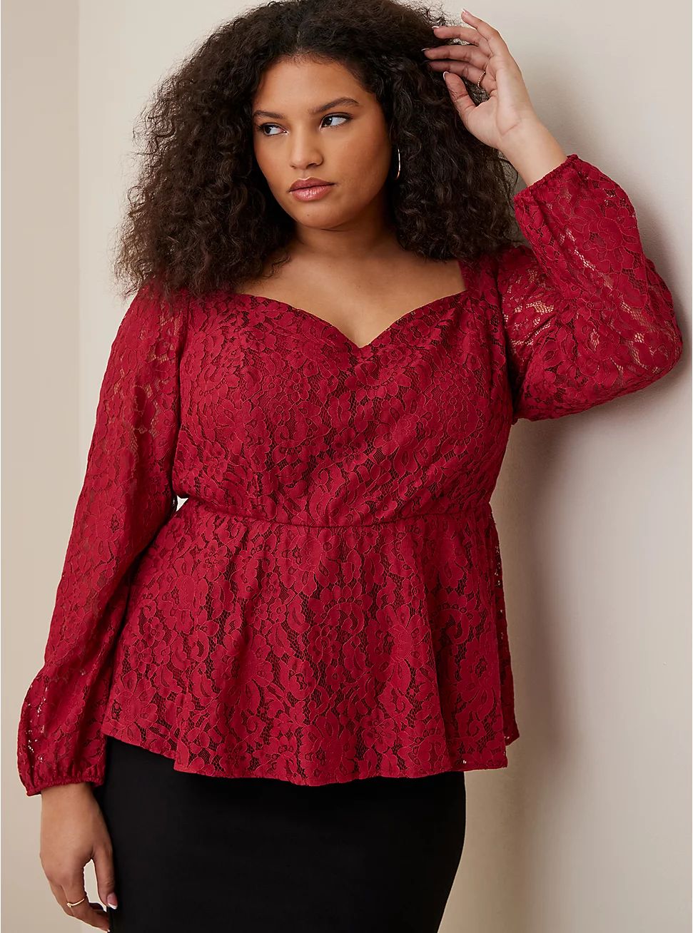 Peplum Lace Puff Sleeve Top | Torrid (US & Canada)