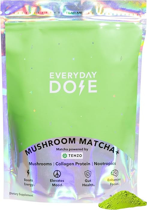 Everyday Dose Mushroom Matcha+ Ceremonial Grade Matcha Powder - Japanese Tea With Grass-Fed Colla... | Amazon (US)