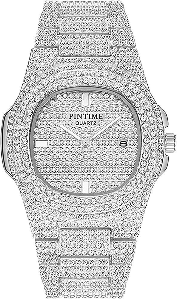 Luxury Unisex Watch Crystal Diamond Watches Big Face Women's Men's Quartz Watch Gold Color Silver... | Amazon (US)