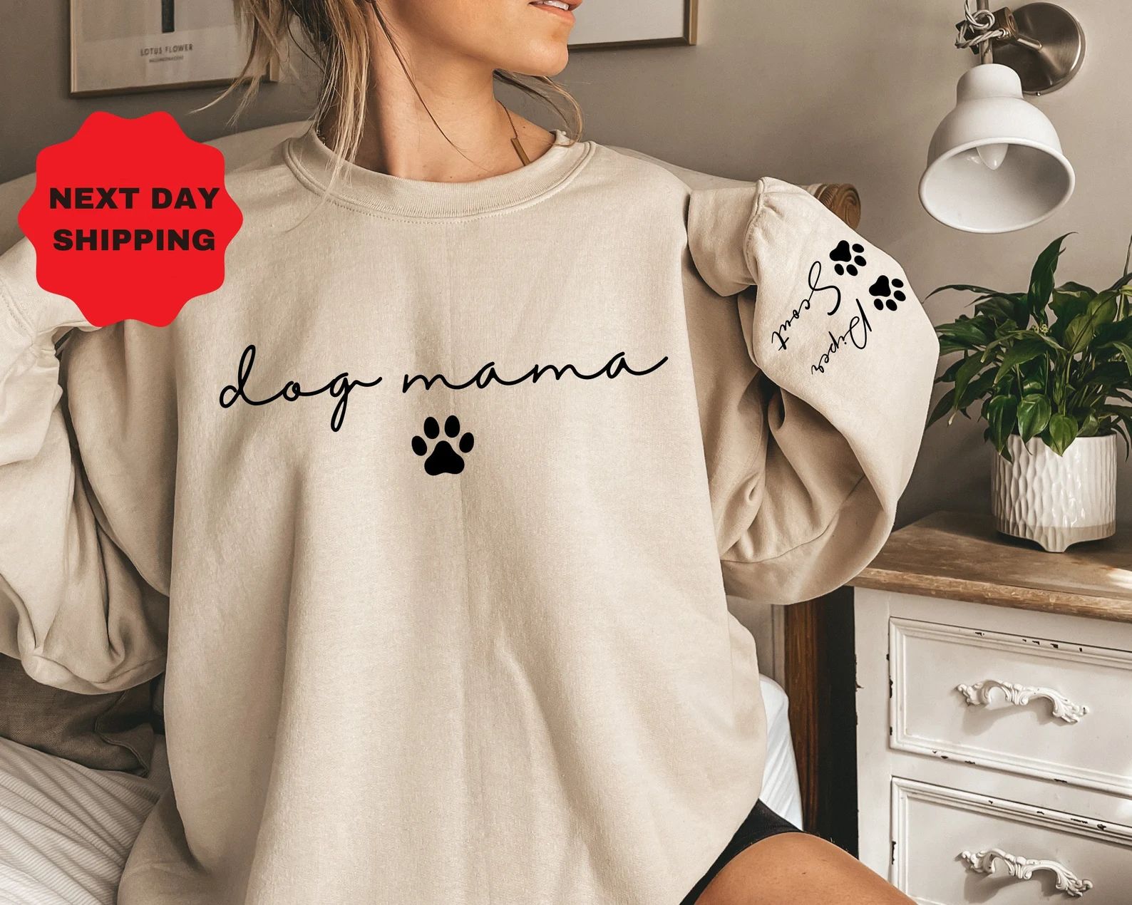 Custom Dog Mama Sweatshirt With Pet Name on Sleeve Crewneck - Etsy | Etsy (US)