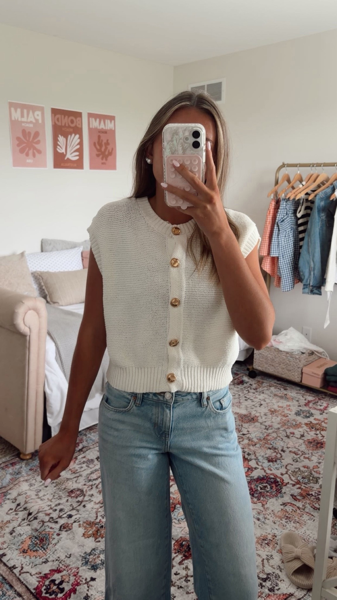 Cutest fall outfit ideas! This would be cute for work, going out to eat, or even to wear to school. The gold buttons contrast the light sweater, I love that it is t-shirt length so you can still wear it during the warmer weather days. This is such a good amazon find and so cute for a number of things!

#ltkamazon #amazonfinds #falloutfit #outfitinspo #backtoschool #ootd 

 #LTKdayinmylife #LTKU #LTKWorkwear