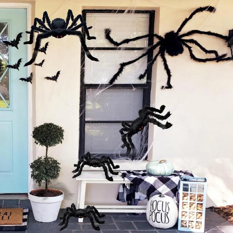 Halloween Spider Decorations, 6 Pcs Realistic Hairy Spiders Set, Scary Spider Props for Indoor, O... | Walmart (US)
