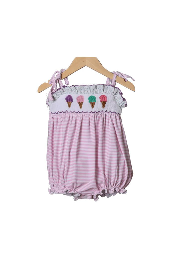 Smocked Ice Cream Stripe Bubble | The Smocked Flamingo