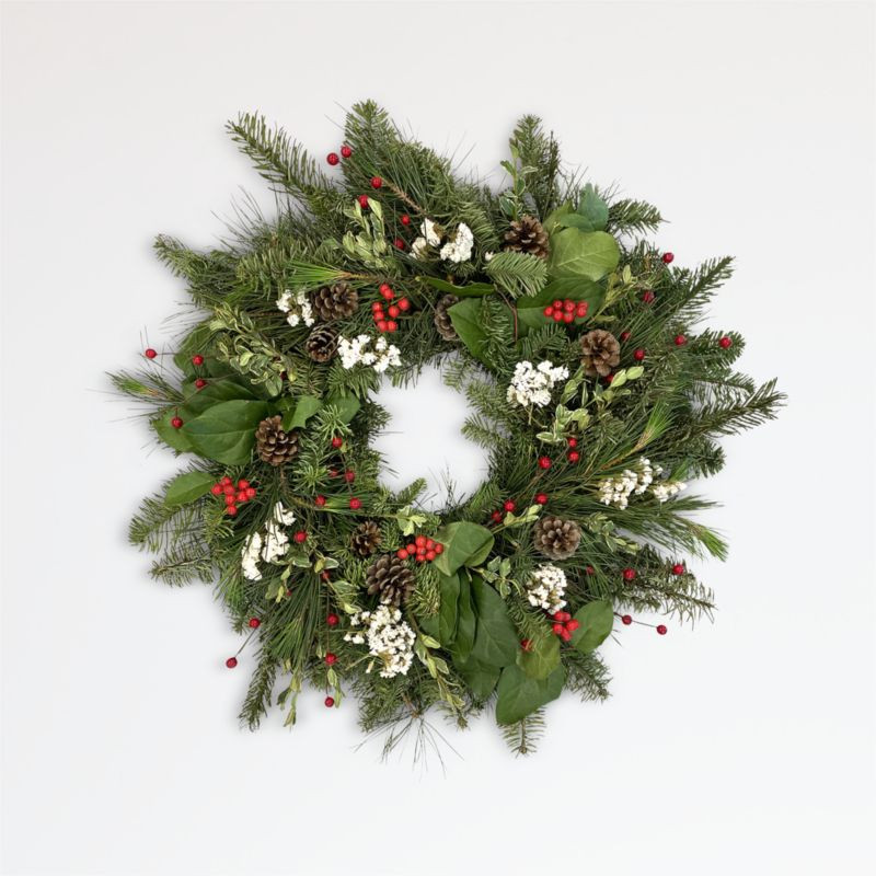 Live Red Berry Wreath 22" + Reviews | Crate & Barrel | Crate & Barrel