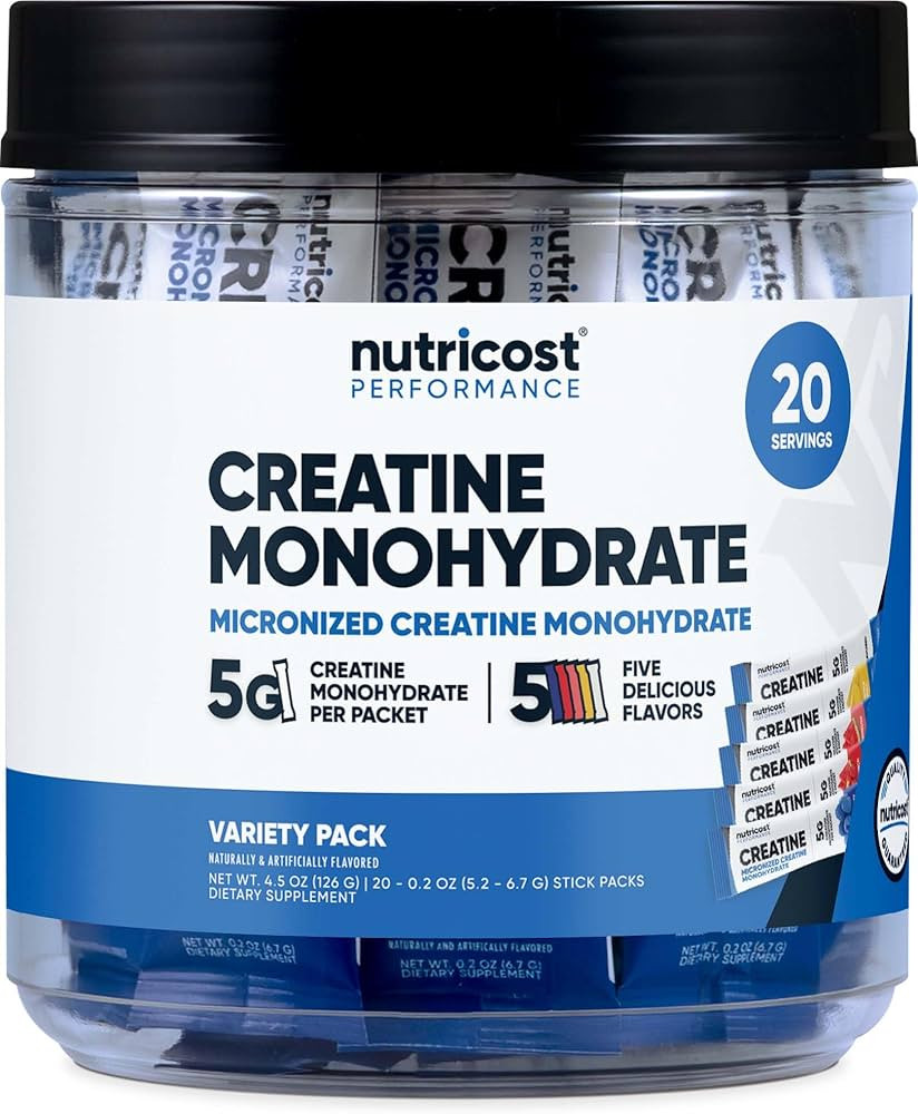 Nutricost Creatine Monohydrate Powder Variety Stickpacks (5 Flavors, 20 Servings) - Micronized, 5... | Amazon (US)