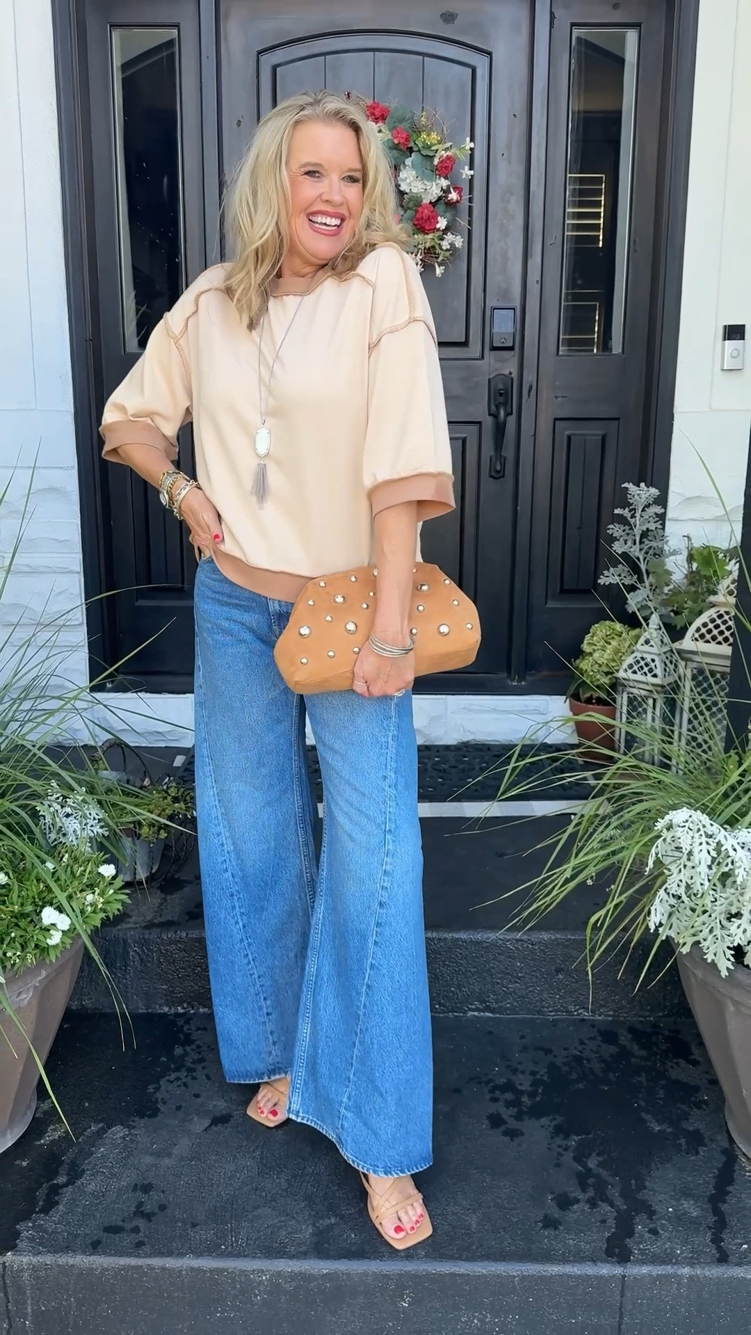 Outfit inspo 

Wear now and later☀️🍂

Mother’s Denim -lemon twist 
Fit tts I love these flattering jeans 
Tts  

Amazon find 
This Free People Inspired short sleeve top with raw hem details
Is soft and two tone. Fits tts I am in med (it’s boxy) and comes in other colors 

Cognac Suede  clutch with silver studs a great Target find 

Kendra Scott silver pendent necklace 

Silver Tiffany hoop earrings and bangle bracelets 

Amazon nude strappy kitten heel
Fits tts and so affordable 
Comfortable and great looking. Fit tts 

#LTKOver40 #LTKTall #LTKStyleTip