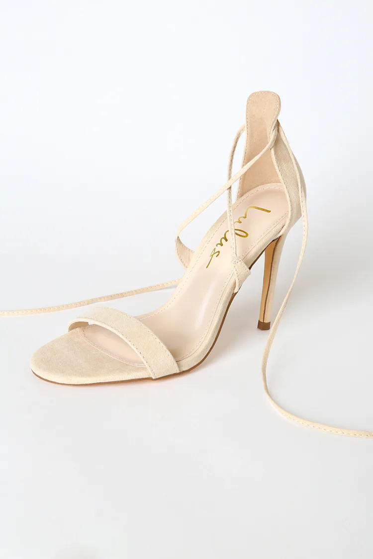 Aimee Natural Suede Lace-Up Heels | Lulus (US)