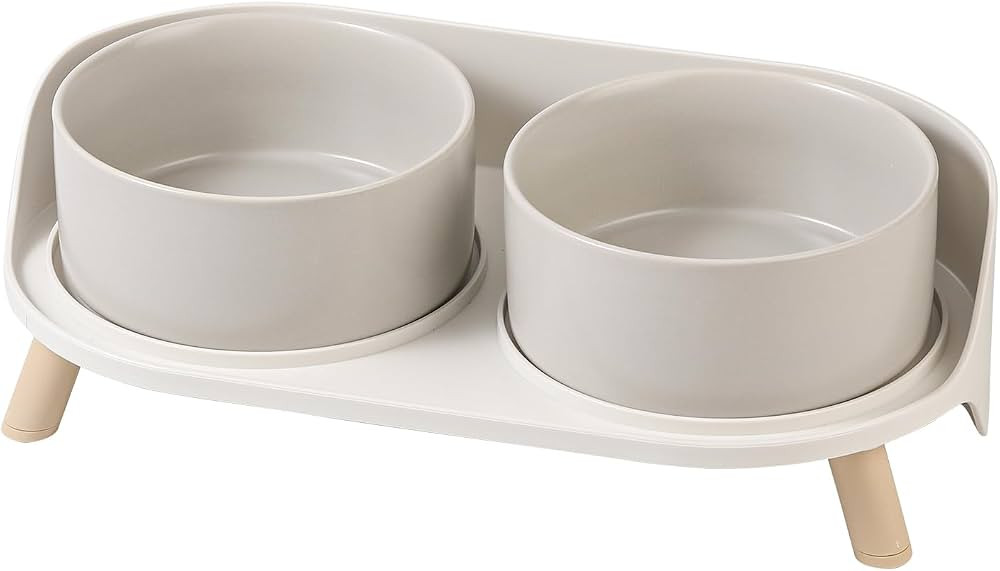 Elevated Ceramic Dog Bowl Set - Double Dog Feeding Bowls with Stand Splash Proof - Raised Dishes ... | Amazon (US)