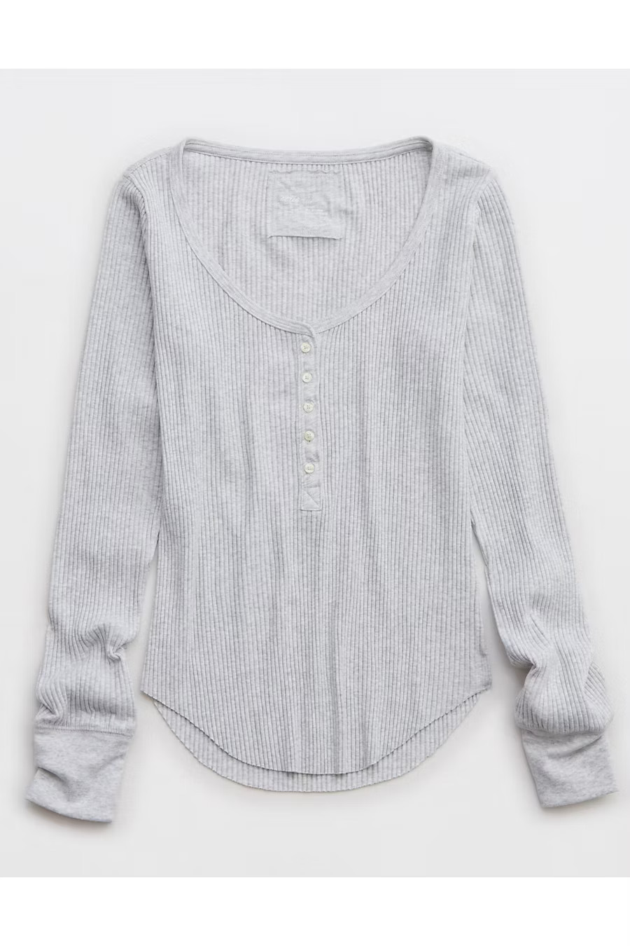 Aerie Essential Henley Layering T-Shirt Women's Light Heather Gray XXS | American Eagle Outfitters (US & CA)