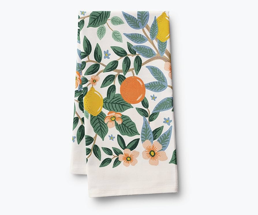 RIFLE PAPER CO. Citrus Grove Tea Towel - Stylish Cotton Towel for Drying or Display, 28" L x 21" ... | Amazon (US)